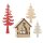 Glorex Dekoset Holz Bäume/Haus rot/weiss 4 tlg. 5-9cm