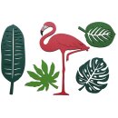Glorex Holzdeko, Flamingo/Blätter 5tlg