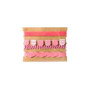 Mini Girlande & Bänder auf Karton Pink