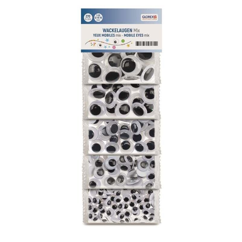 Glorex Wackelaugen – Selbstklebend, Rund, Ca. 15 Mm, 23 Stück, Für Bastelprojekte Mit Kindern