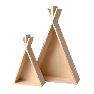 Tipi-Zelt aus Holz mit Rückwand 2-er Set