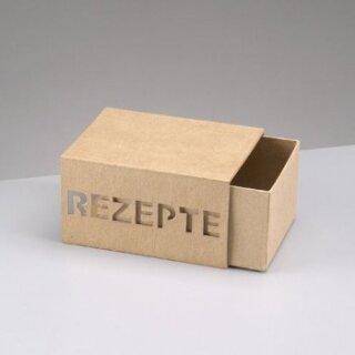 Schiebebox mit Schriftzug Rezepte 16,5x12,5x8,5cm