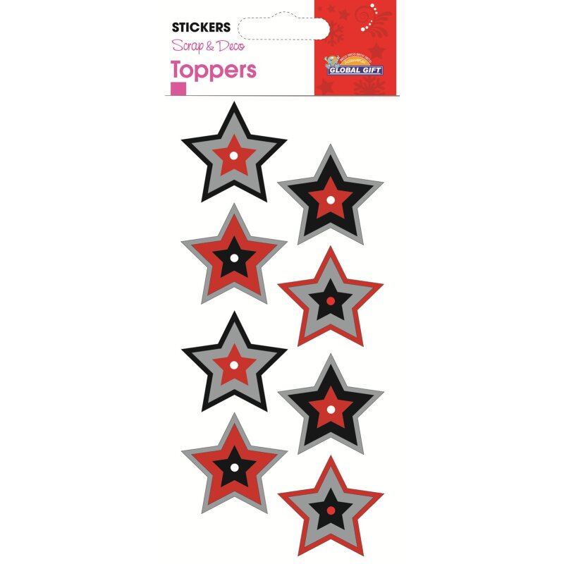 Stickers Sterne 3farbig glitter rot/silber/gold, 4.50 CHF