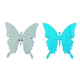 Holzstreuteile Schmetterlinge 3cm zu 8 Stück grau/blau