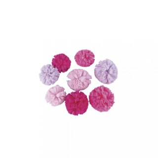 Soft Tüll Pompons 4&5 cm, 8 Stück Rosa-Violett