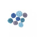 Soft Tüll Pompons 4&5 cm, 8 Stück Blau-Grau