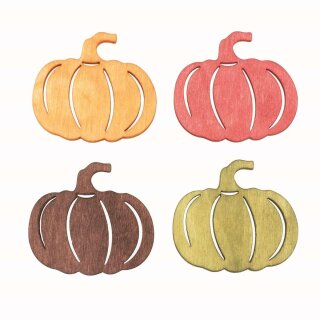 Streuteile Kürbis rund, Holz 4x3,5cm, 12St.