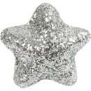 Beglitterte Sterne auf Draht silber 12 Stk. 25mm