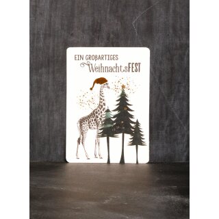 Winterwelt Postkarte. Giraffe.