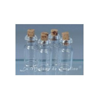 Miniatur Glasflaschen mit Kork 1x1,5cm zu 4 Stück
