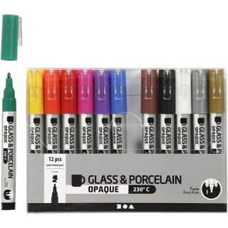 Porzelan/ Glasmalstifte im Set zu 12 Stk, 1-2mm