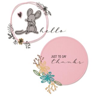 Sizzix Framelits Die Set 8PK w/Stamps - Hello Mouse by Lisa Jones