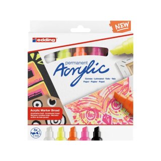 Edding Acrylmarker, 5-10mm, 5 Farben Neon