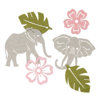 Filzstreuteile Elefant & Blüten