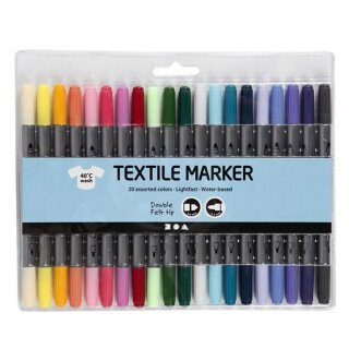 Textilmalstifte im Set zu 20 Stück 2,3 & 3,6mm Spitze