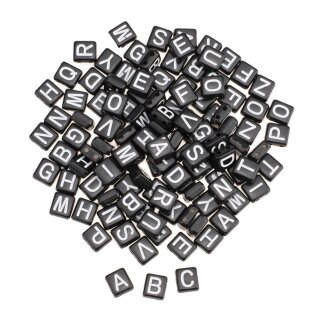 Glorex Kunststoff-Würfel mit Loch Alphabet schwarz/weiss 110St