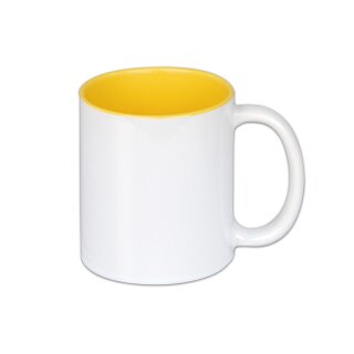 plottiX Sublimationstasse mit farbigen Innenteil Gelb 325ml