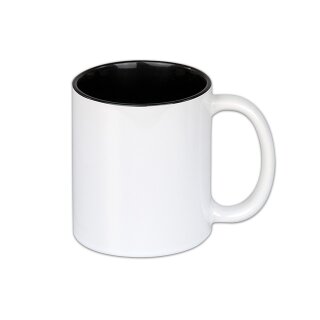 plottiX Sublimationstasse mit farbigen Innenteil Schwarz 325ml