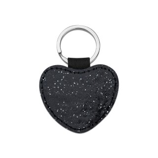 plottiX Schlüsselanhänger Herz Glittern schwarz