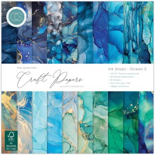 Essential Craft Papers 12x12 Inch Paper Pad Ink Drops Ocean 2