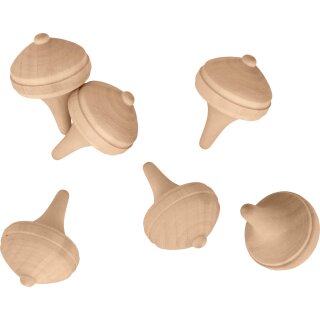 Holz-Kreisel 6 Stück, 35x45mm