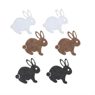 Glorex Filz-Hasen, 12St 3cm bunt sortiert