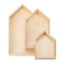 Glorex Holz-Tablett-Set 3tlg, Haus 20x40 / 17x30 / 14x20...