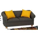Miniatur Sofa in Grau mit zwei Kissen  14,5x6x6,5 cm