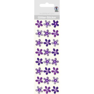 Glitter-Sticker Blüten, 24 Stück Violett