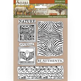 Stamperia Rubber Stamo Savanne Zebra 7-teile