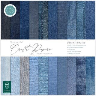 Essential Craft Papers 12x12 Inch Paper Pad Denim Textures
