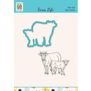 Stanzschablone Farm Leben,Kuh mit Kalb 71x55mm