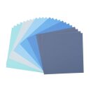 24 Papierbogen assortiert 30,5x30,5cm, 216g Blautöne