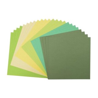 24 Papierbogen assortiert 30,5x30,5cm, 216g Grüntöne