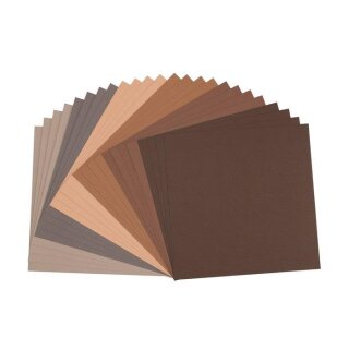 24 Papierbogen assortiert 30,5x30,5cm, 216g Brauntöne