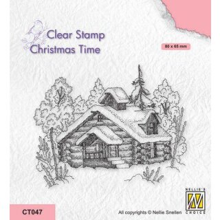 Clear Stamp Weihnachtsstempel Winterhaus 80x65mm