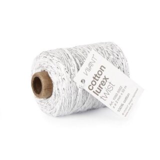 Kordel aus Baumwolle & Lurex metallic 2mm/50Meter weiss-silber