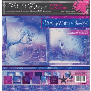 All Things White & Beautiful 12x12 Inch Paper Pack, Pink Ink, Designs