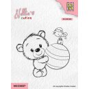 Clear-Stamp 65x72mm Teddybär mit Weihnachtskugel