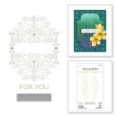 Spellbinders Four Petal Scroll Label Glimmer Hot Foil Plate & Die Set from the Four Petal Collection