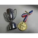Miniatur Pokal und Medaille aus Kunststoff 80x55mm