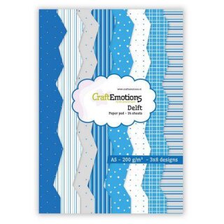 Papier A5 Blau mit Mustern 24 Bogen a 8 Designs