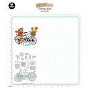 Sunflower Kisses Cutting Dies & Stamp Flower Bicycle