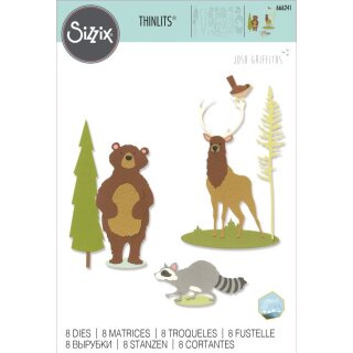 Sizzix Thinlits Die Set 8PK Forest Animals #2 by Josh Griffiths