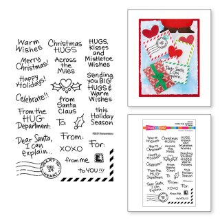 Spellbinders HOLIDAY HUGS SENTIMENTS CLEAR STAMP SET FROM THE HOLIDAY HUGS COLLECTION BY STAMPENDOUS