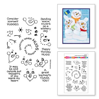 Spellbinders Snowman Hugs Faces & Sentiments Clear Stamps