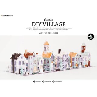 Bastelbogen Block für 10 3D Häuser, winterlich