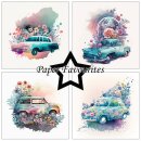 Paper Favourites Floral Cars 12x12 Inch Paper Pack