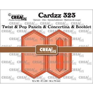 Cardzz Stansen No. 323 Twist & Pop Panelen & Leporello & Miniboekje Verlengde Zeshoek