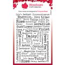 Woodlands Flower Names Clear Stamps 10x15 cm Text